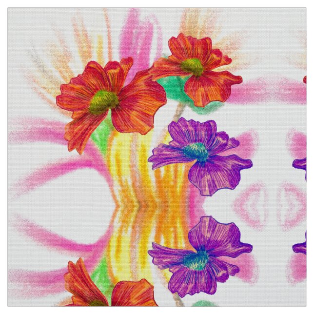 Orange PurpleFloral Tyg (Prov)