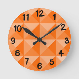 Orange Pyramids Rund Klocka