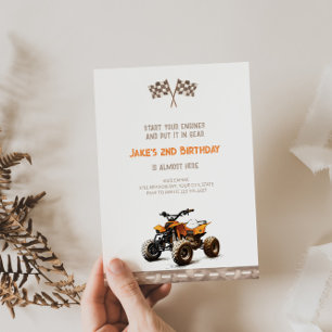 Orange Quad Bike Birthday-inbjudan Inbjudningar