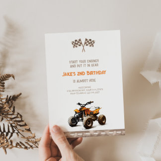 Orange Quad Bike Birthday-inbjudan Inbjudningar