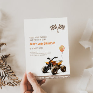 Orange Quad Bike Birthday-inbjudan Inbjudningar