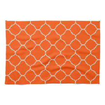 Orange Quatrefoil för skörd handduk