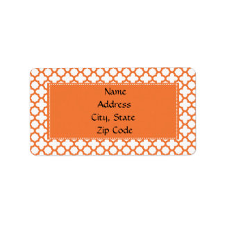Orange Quatrefoil Mönster Adressetikett