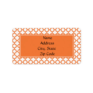 Orange Quatrefoil Mönster Adressetikett