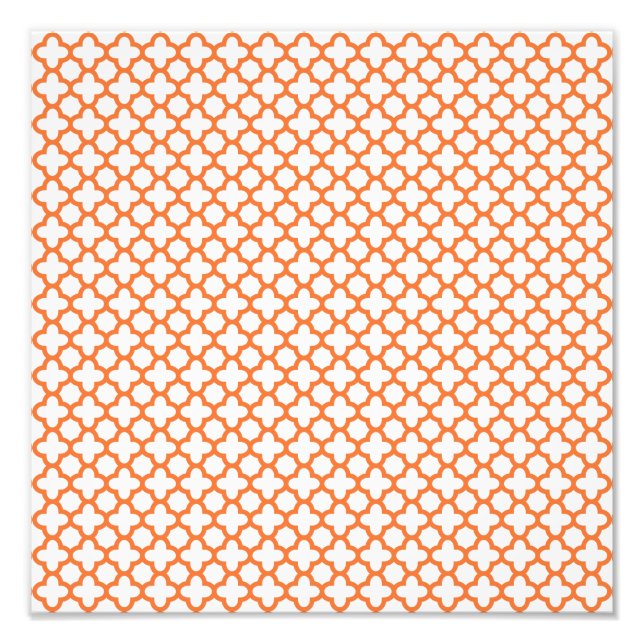 Orange Quatrefoil Mönster Fototryck (Framsidan)