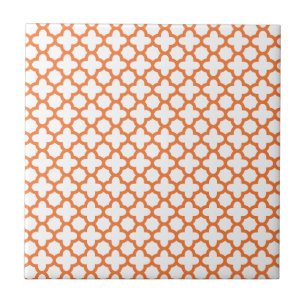 Orange Quatrefoil Mönster Kakelplatta
