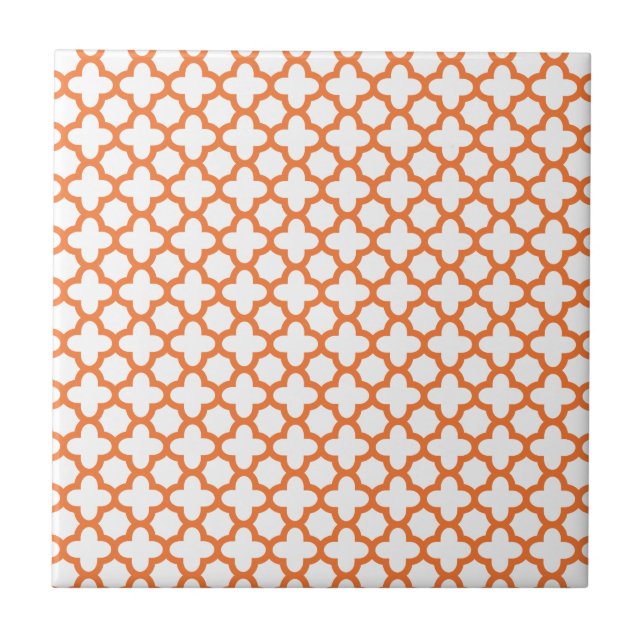 Orange Quatrefoil Mönster Kakelplatta (Framsidan)