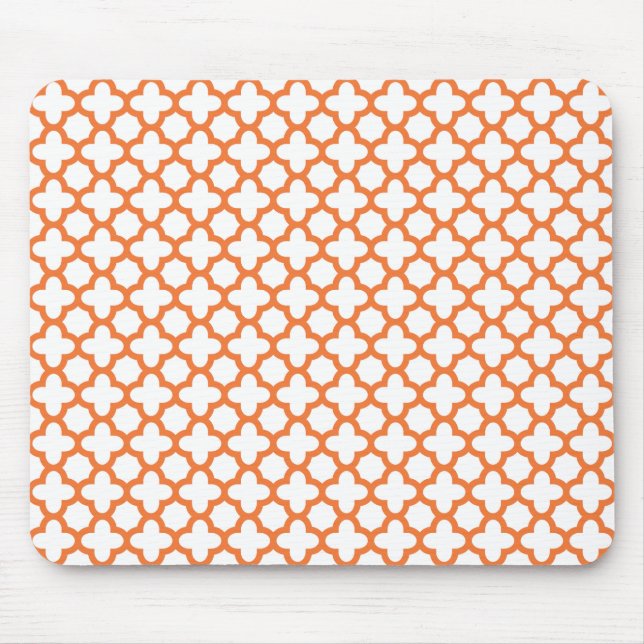 Orange Quatrefoil Mönster Musmatta (Framsidan)