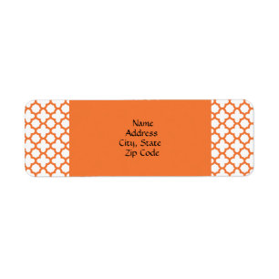 Orange Quatrefoil Mönster Returadress Etikett