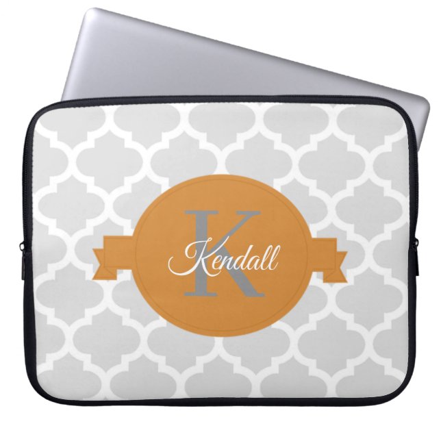 Orange Quatrefoil Personlig Laptop sleeve (Framsidan)