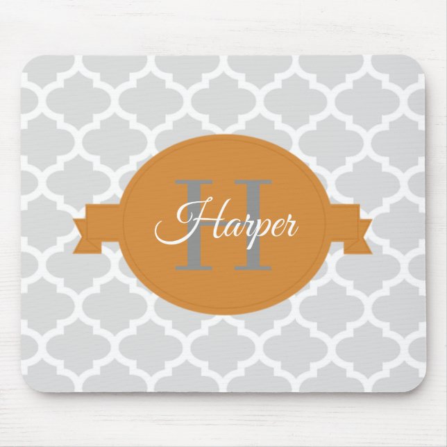 Orange Quatrefoil Personlig Mouse Pad Musmatta (Framsidan)