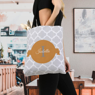 Orange Quatrefoil Personlig Tote Bag Tygkasse