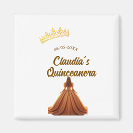 Orange quinceanera princess crown birthday name da magnet