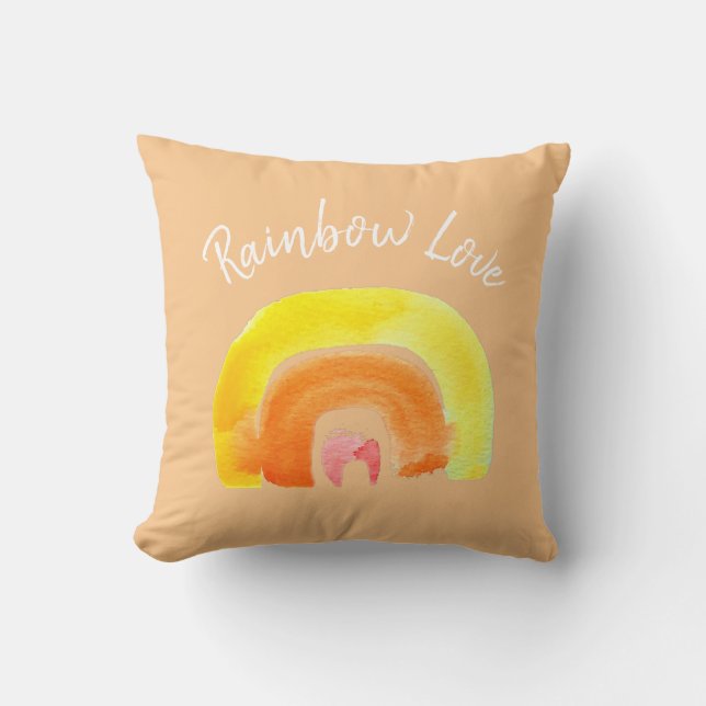 Orange Rainbow kärlek vattenfärg Kudde (Framsida)