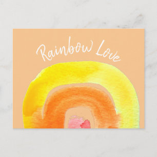 Orange Rainbow kärlek vattenfärg Vykort