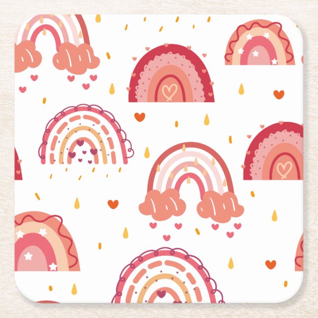 Orange Rainbow Underlägg Papper Kvadrat (Framsidan)