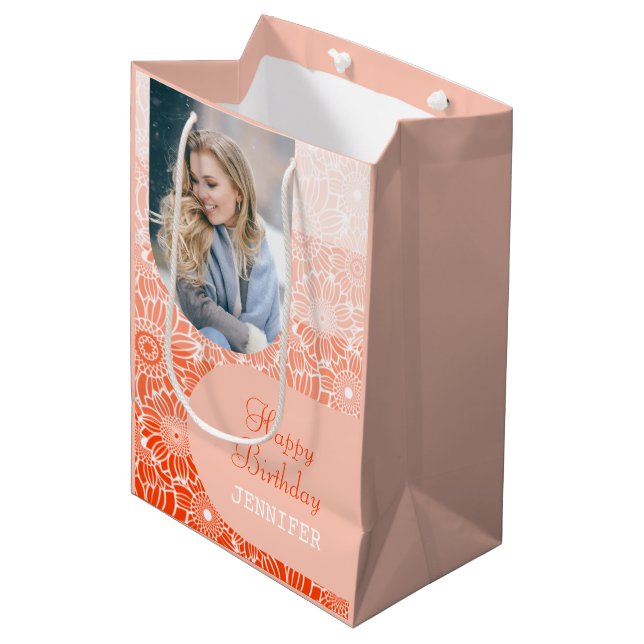 Orange Rand Arch Photo Blommigt Birthday (Framsidan Vinklad)