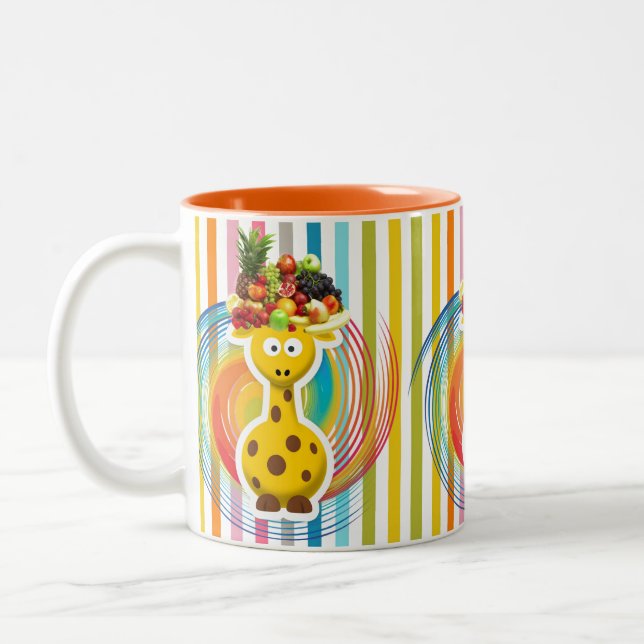 Orange Rand Giraffe Fruit Mugg (Vänster)