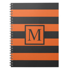 Orange Rand Halloween Monogram | Guestbook Anteckningsbok Med Spiral