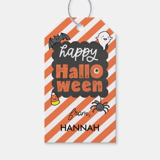 Orange Rand Happy halloween Kids Treat Presentetikett (Framsidan)