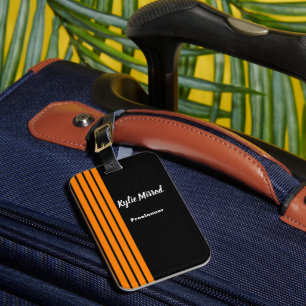 Orange rand linjer svart bagagebricka