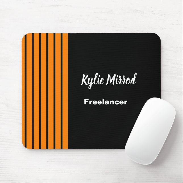 Orange rand linjer svart musmatta (Med mus)