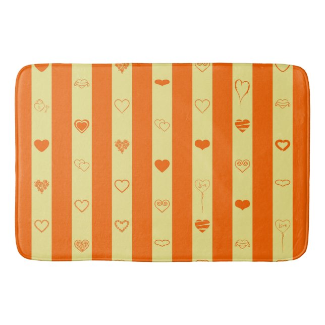 Orange Rand Modern Heart Mönster Badrumsmatta (Framsidan)
