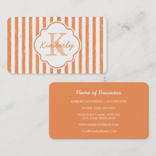 Orange rand monogram namn design visitkort