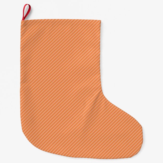 Orange Rand Mönster Stor Julstrumpa (Framsidan)