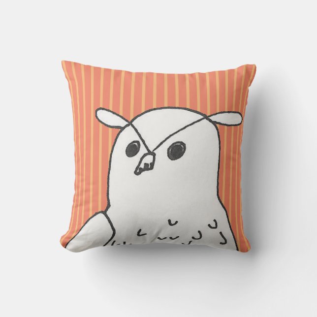 Orange Rand Söt uggla Kudde (Framsida)