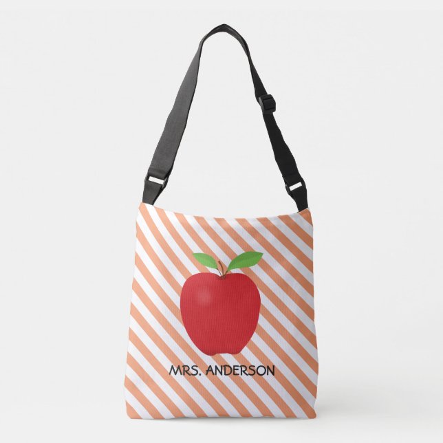 Orange randar, röd Apple personliglärare Axelväska (Framsida)