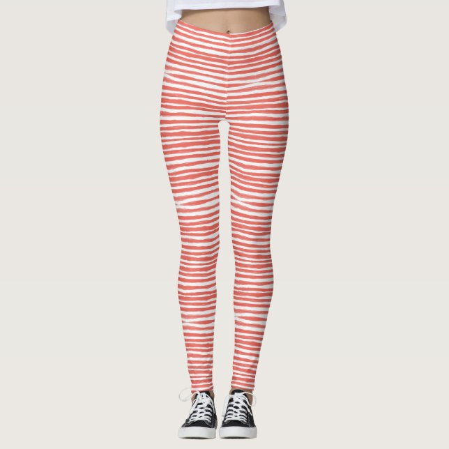 Orange ränder, linjer  leggings (Framsida)