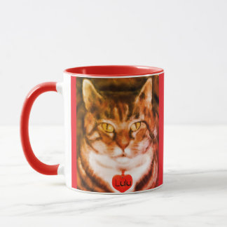 Orange randig katt röd trimning mugg