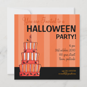 Orange randiga fladdermöss Tårta Halloween Inbjudningar