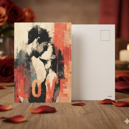 Orange Red Abstract Romantic Love Valentine's  Helg Vykort