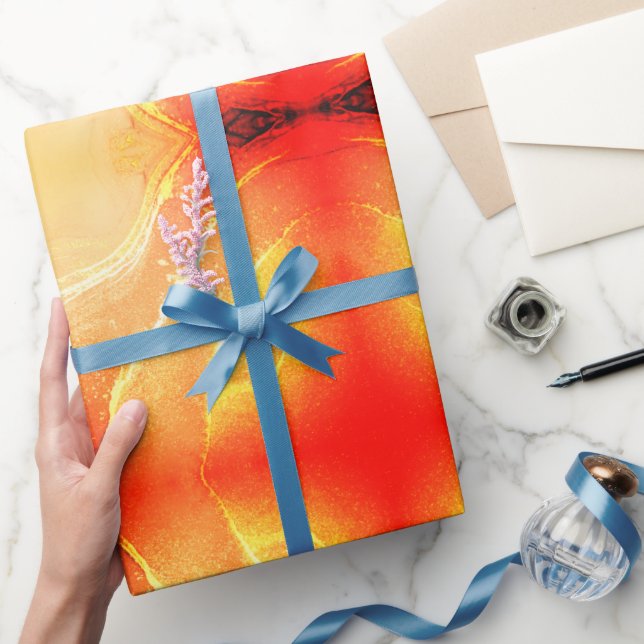 Orange Red Beige Gult Gult Abstrakt Presentpapper (Gifting)