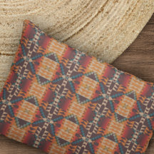 Orange Red Brown Teal Blue Tribal Mosaic Art