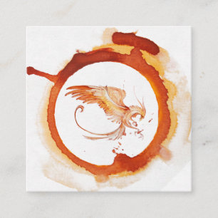 *~* Orange Red Burgundy Phoenix Ring of Fire Fyrkantigt Visitkort