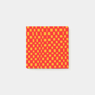 Orange Red Checkerboard Vibrant Checkered Mönster Post-it Block