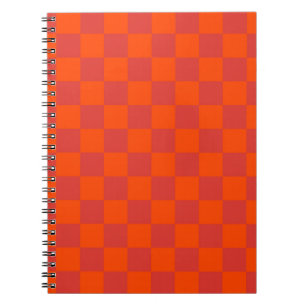 Orange Red Checkered Gingham Mönster Anteckningsbok