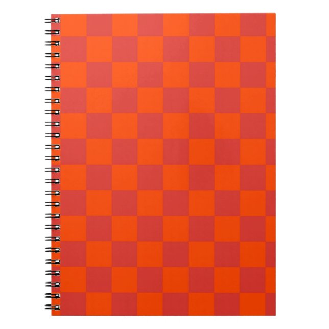 Orange Red Checkered Gingham Mönster Anteckningsbok (Framsidan)