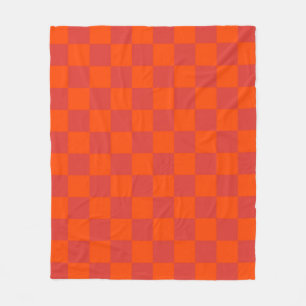 Orange Red Checkered Gingham Mönster Fleecefilt