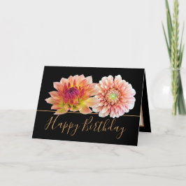 Orange Red Dahlias Söt Blommigt Bouquet Birthday Kort