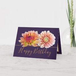 Orange Red Dahlias Söt Blommigt Bouquet Birthday Kort