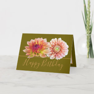 Orange Red Dahlias Söt Blommigt Bouquet Birthday Kort