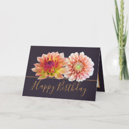 Orange Red Dahlias Söt Blommigt Bouquet Birthday Kort