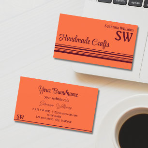 Orange Red Decor Rand med Monogram Chic Visitkort