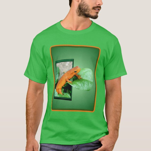 Orange Red Eft Salamander ut ur Ram T Shirt (Framsida)