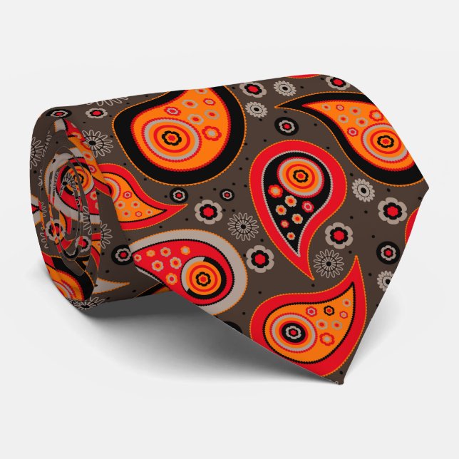 Orange Red elegant vintage paisley mönster Slips (Rullad)