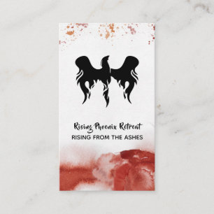 *~* Orange Red Feathers Black Phoenix Flame Visitkort